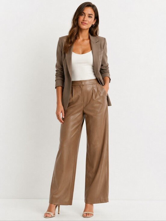Express Pants - ❤️ NWOT! EXPRESS HIGH RISE PLEATED WIDE LEG VEGAN LEATHER PANTS/ TROUSERS, 8 (29